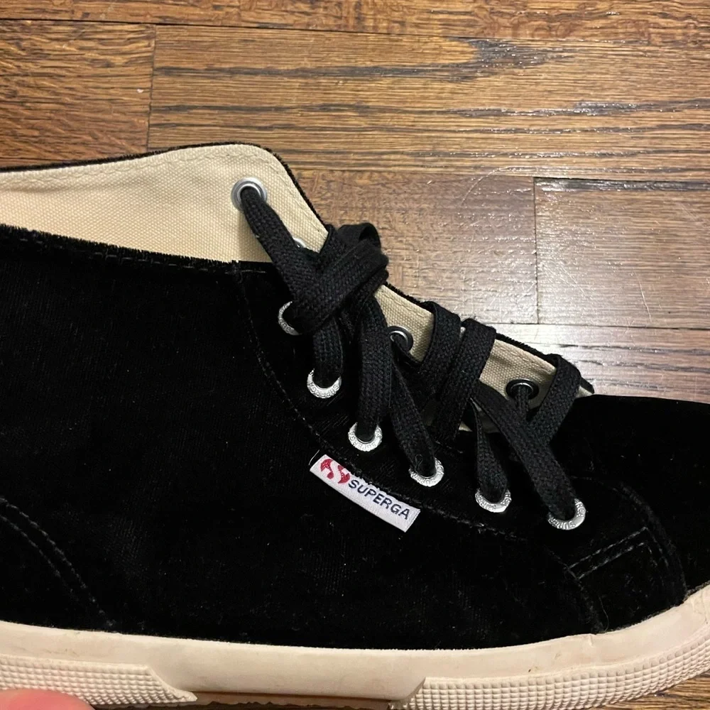 Superga velvet  black high top sneakers